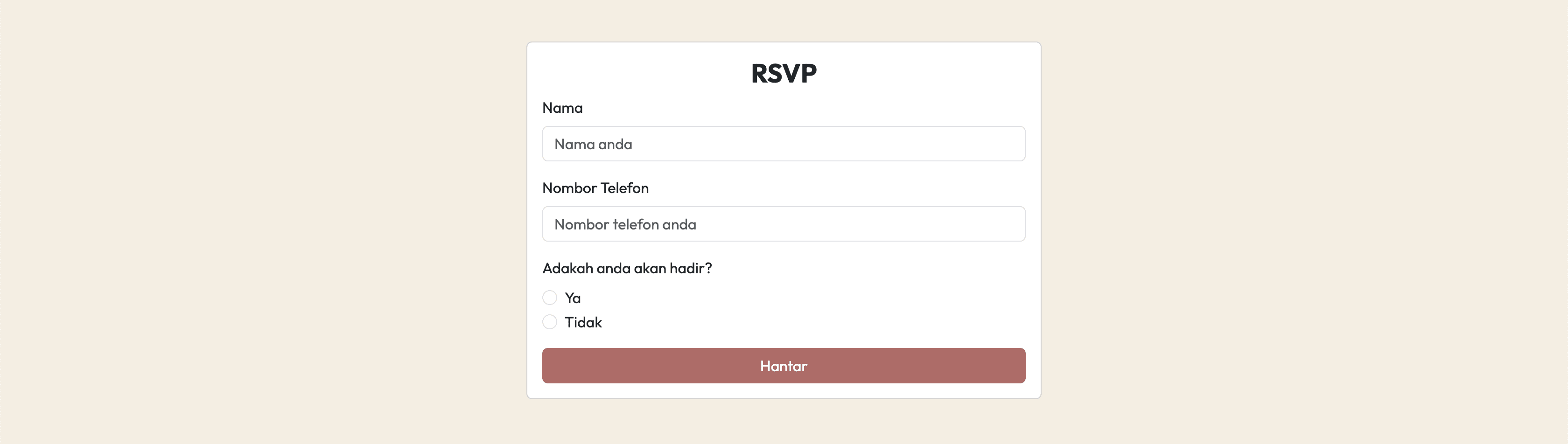 Wedding RSVP product screen 3